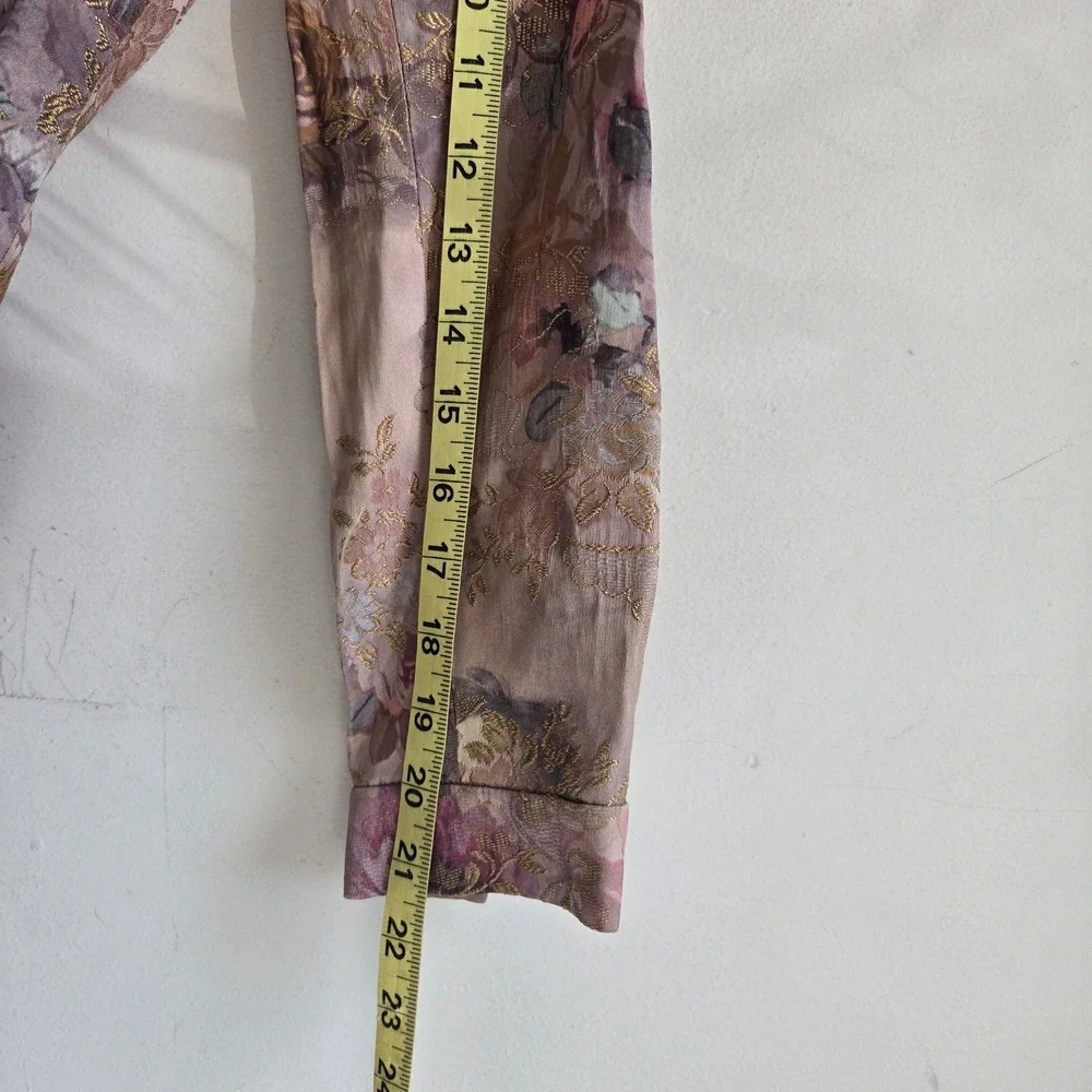Rene Ruiz Designer Floral Brocade  Purple Snap Front Colorful Blazer Jacket‎